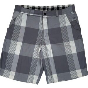 Lululemon Kahuna Plaid Golf Shorts 37 Grey Technical Chino Training Budget Value